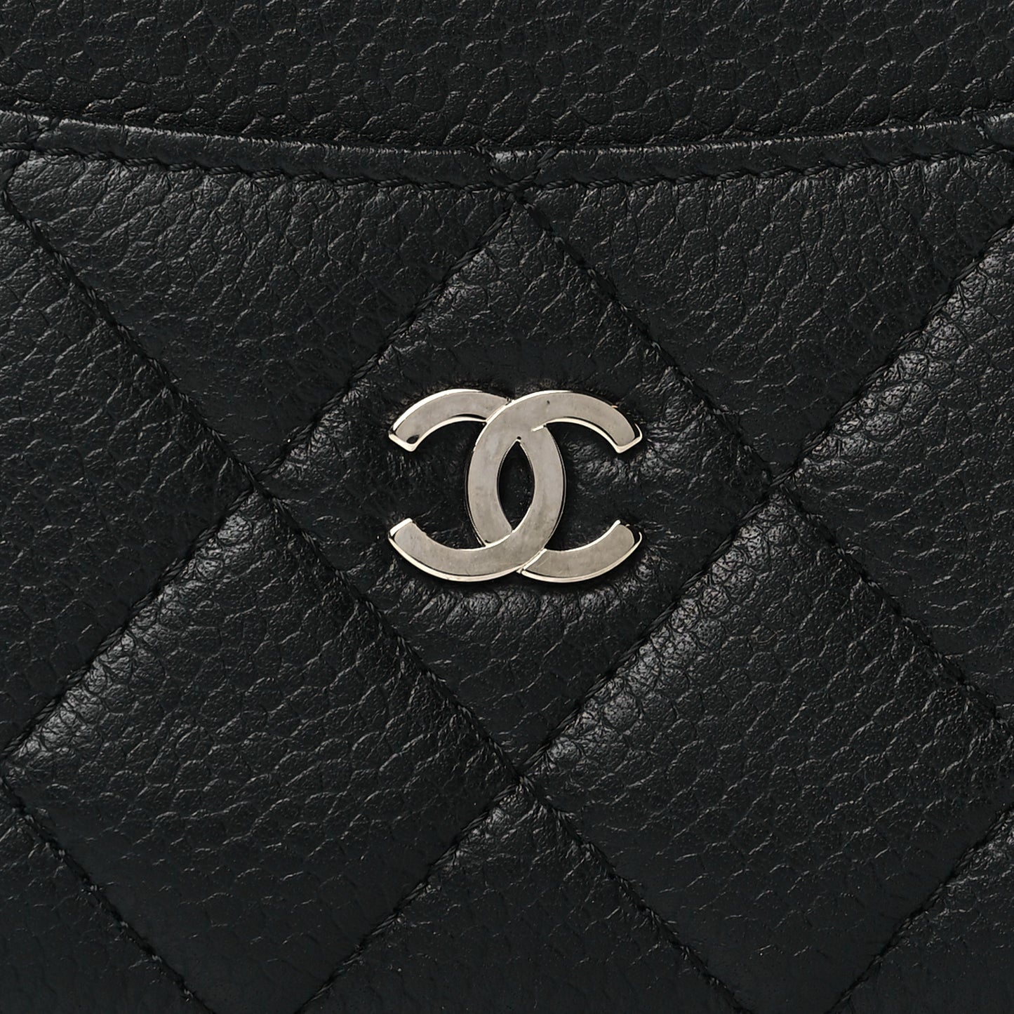 Caviar Quilted Card Holder Black