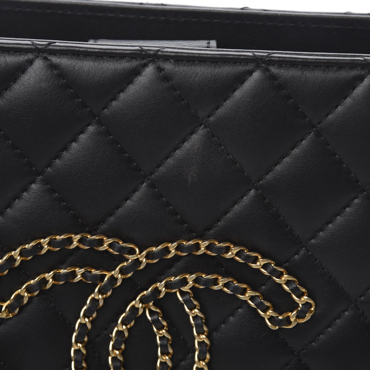 Calfskin Quilted CC Chain Accordion Tote Black