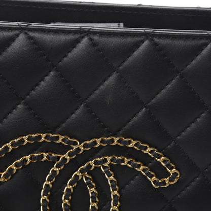 Chanel Calfskin Quilted CC Chain Accordion Tote Black 14 of 16