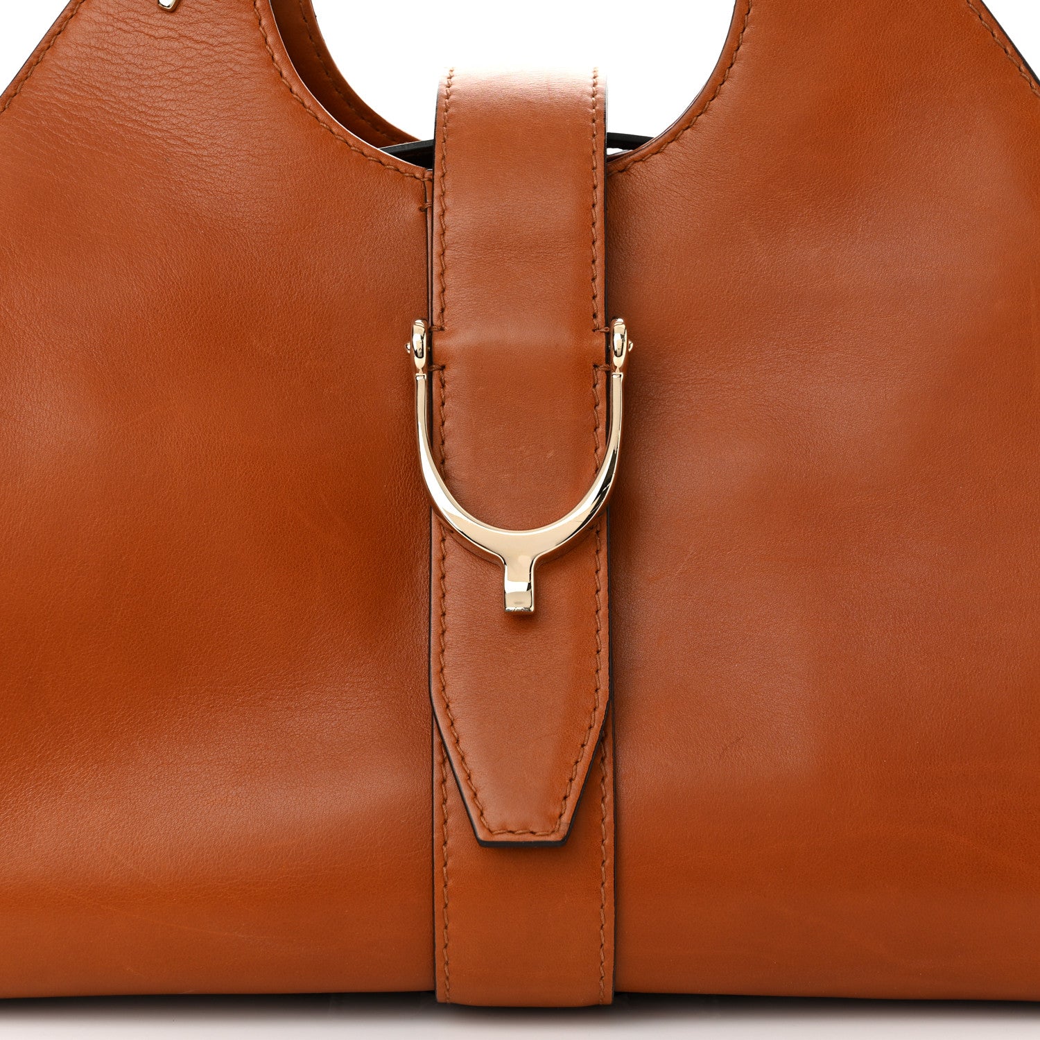 Gucci Calfskin Medium Stirrup Top Handle Bag Brown 7 of 10