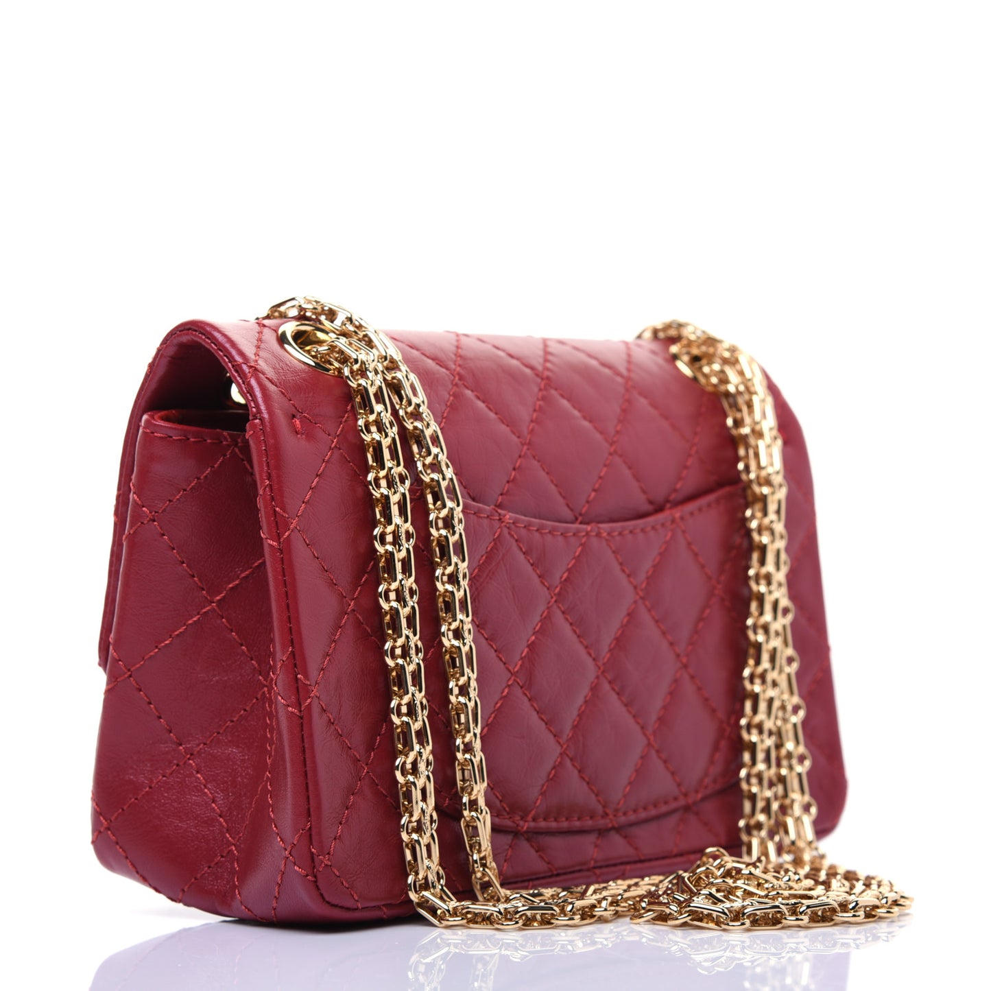 Aged Calfskin Quilted 2.55 Reissue Mini Flap Red