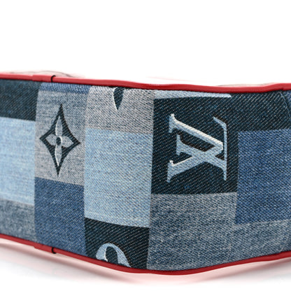 Louis Vuitton Denim Damier Monogram Patchwork PVC Beach Pouch Blue Rouge 9 of 9