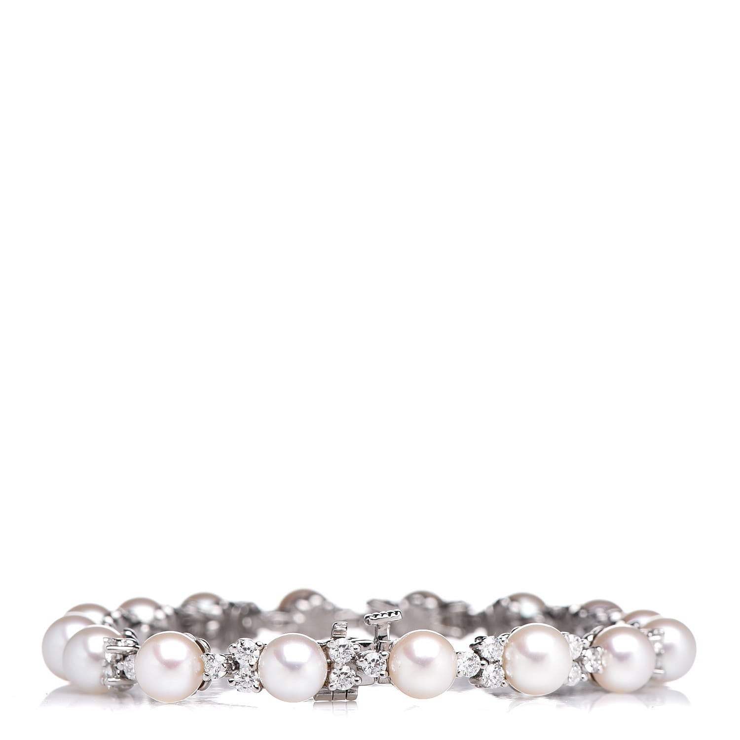 Tiffany Platinum Diamond Akoya Pearl 6.5-7mm Aria Bracelet 3 of 6