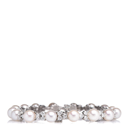 Tiffany Platinum Diamond Akoya Pearl 6.5-7mm Aria Bracelet 3 of 6