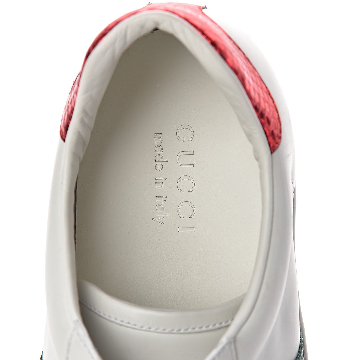 Gucci Miro Soft Calfskin Laminated Ayers Web Bee Embroidered Mens Ace Sneakers 9 White Red Flame Green 9 of 10