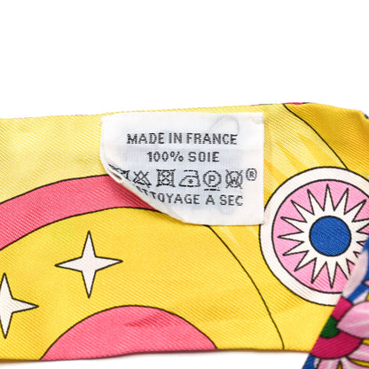 Hermes Silk La Source de Pegase Twilly Rose Vif Jaune Vif 4 of 5