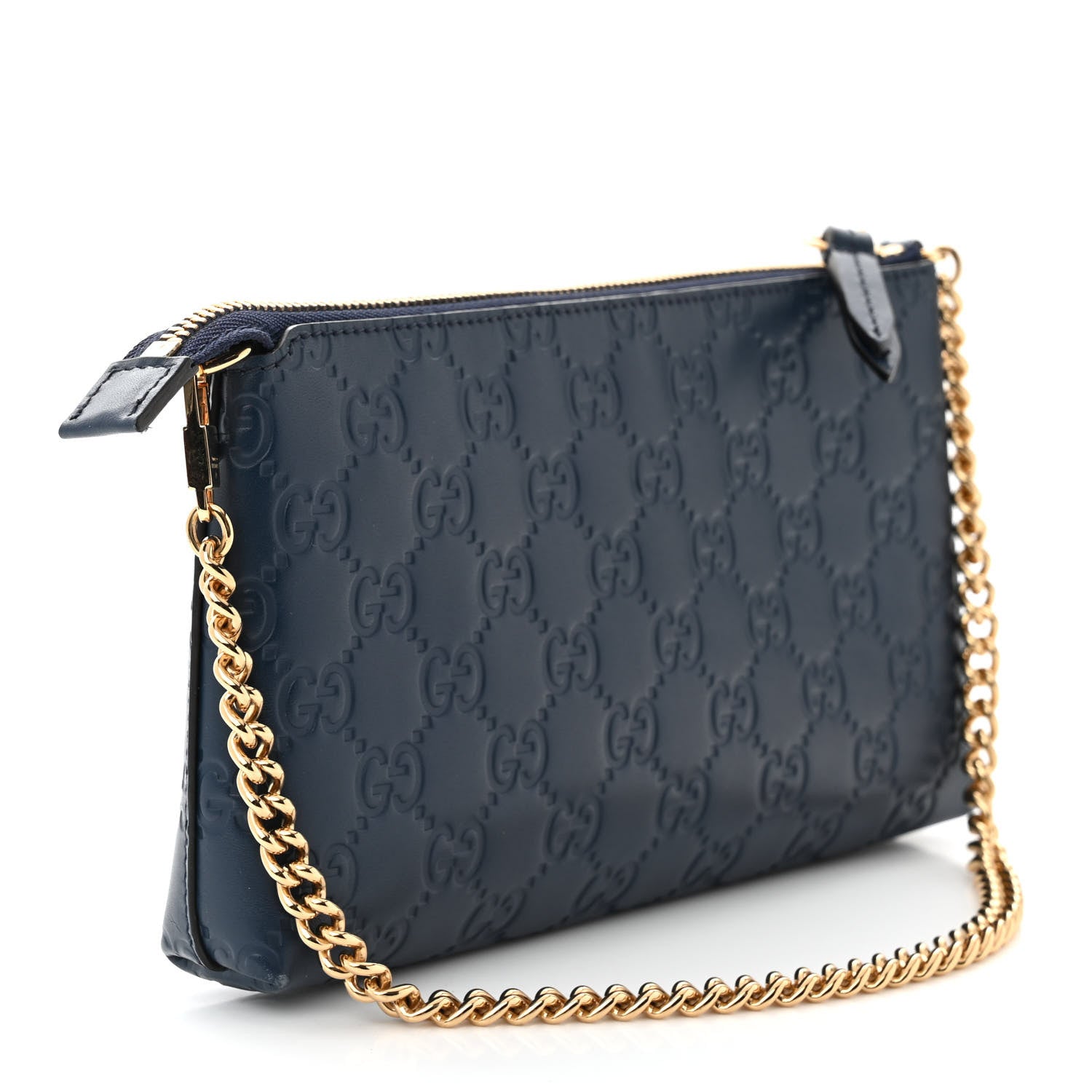 Gucci Guccissima Signature Wrist Wallet Blue Agata 3 of 10