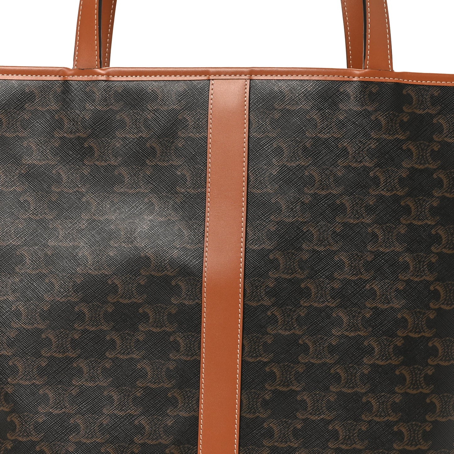 Triomphe Canvas Calfskin Medium Cabas Bag Tan