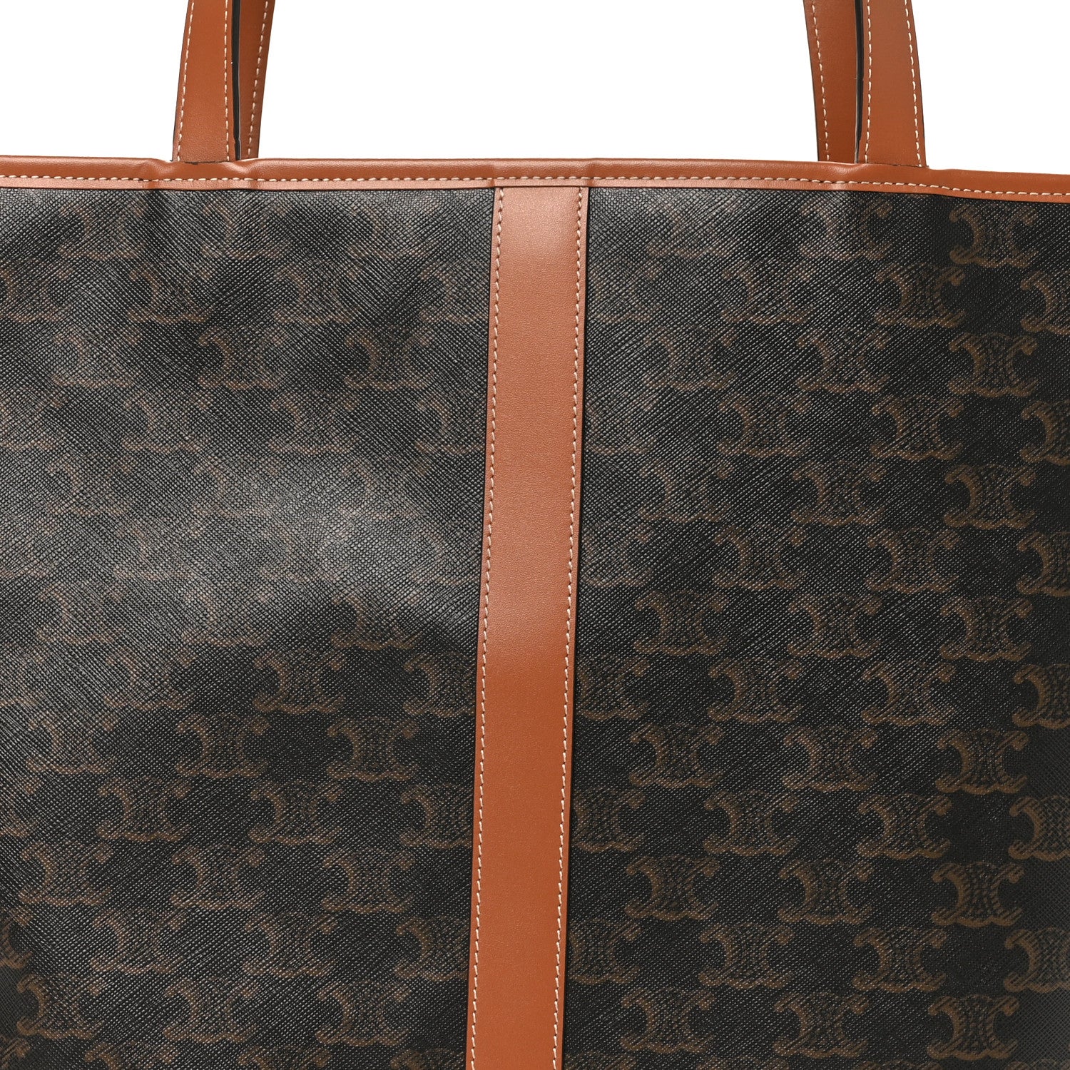 Celine Triomphe Canvas Calfskin Medium Cabas Bag Tan 7 of 9