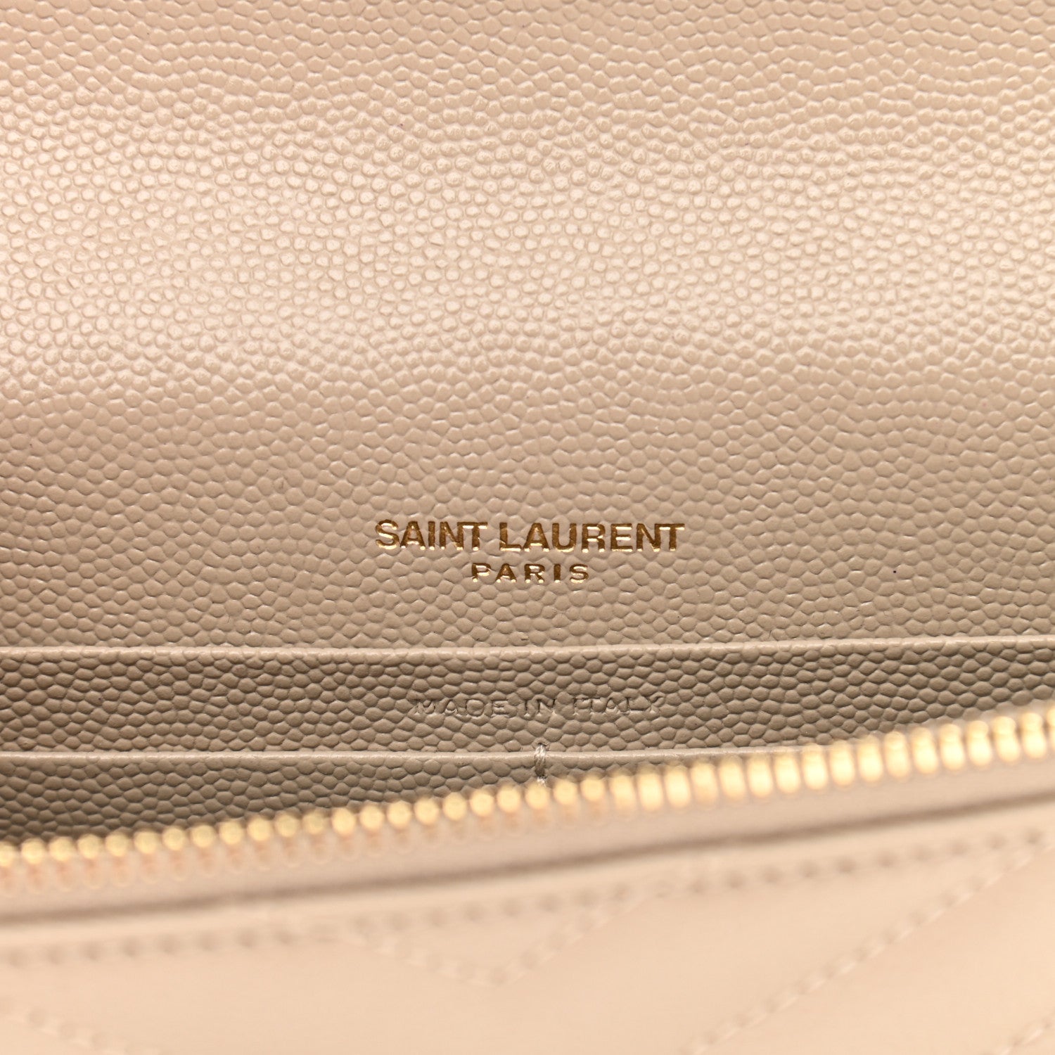 Saint Laurent Grain De Poudre Matelasse Chevron Monogram Envelope Chain Wallet Dark Beige 6 of 12