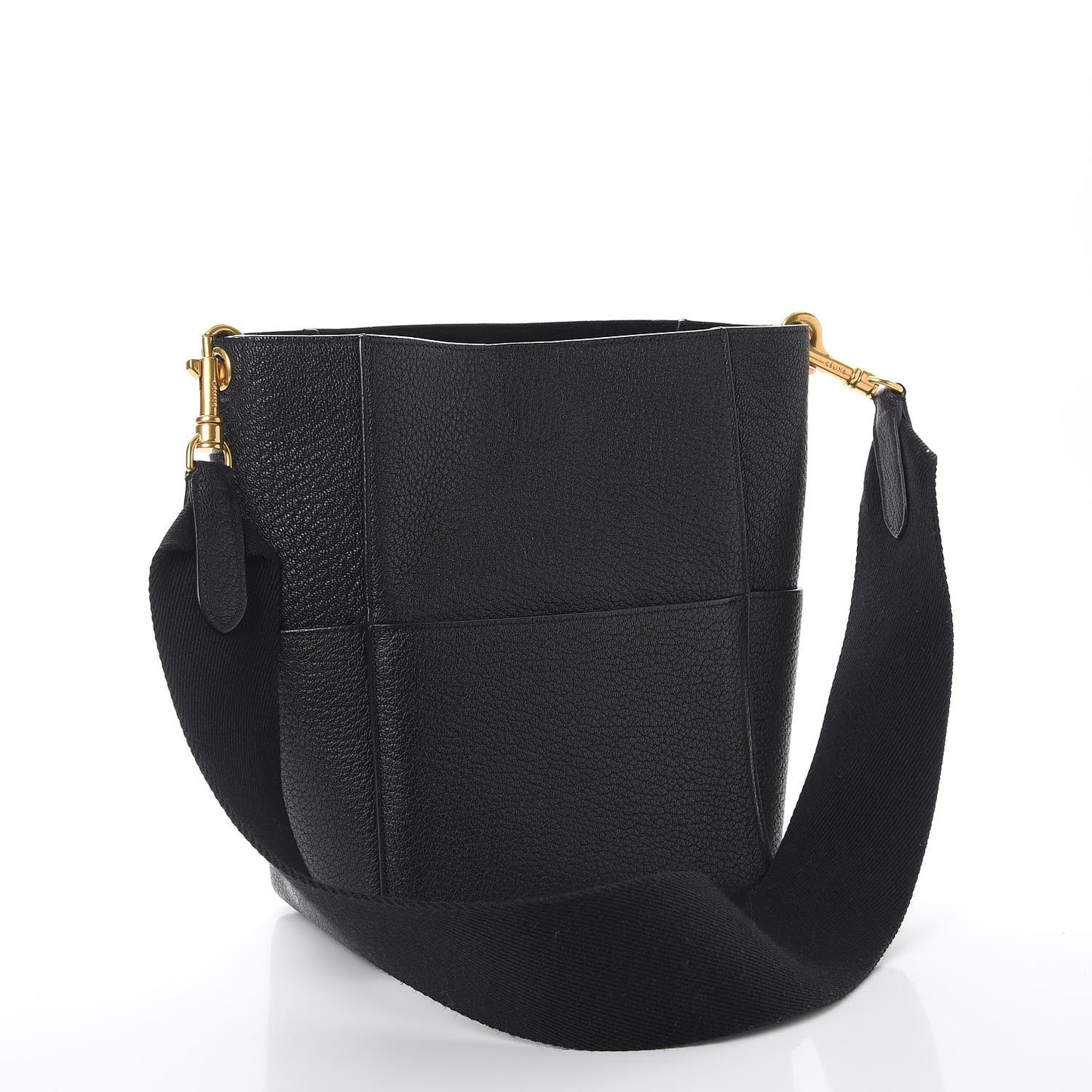 Soft Grained Calfskin Sangle Bucket Bag Black