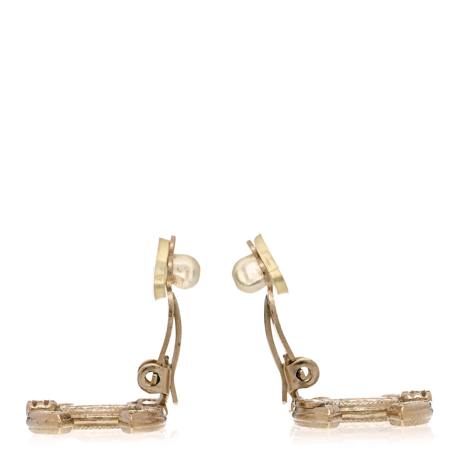 Chanel Textured CC Clip On Earrings Gold 3 of 4