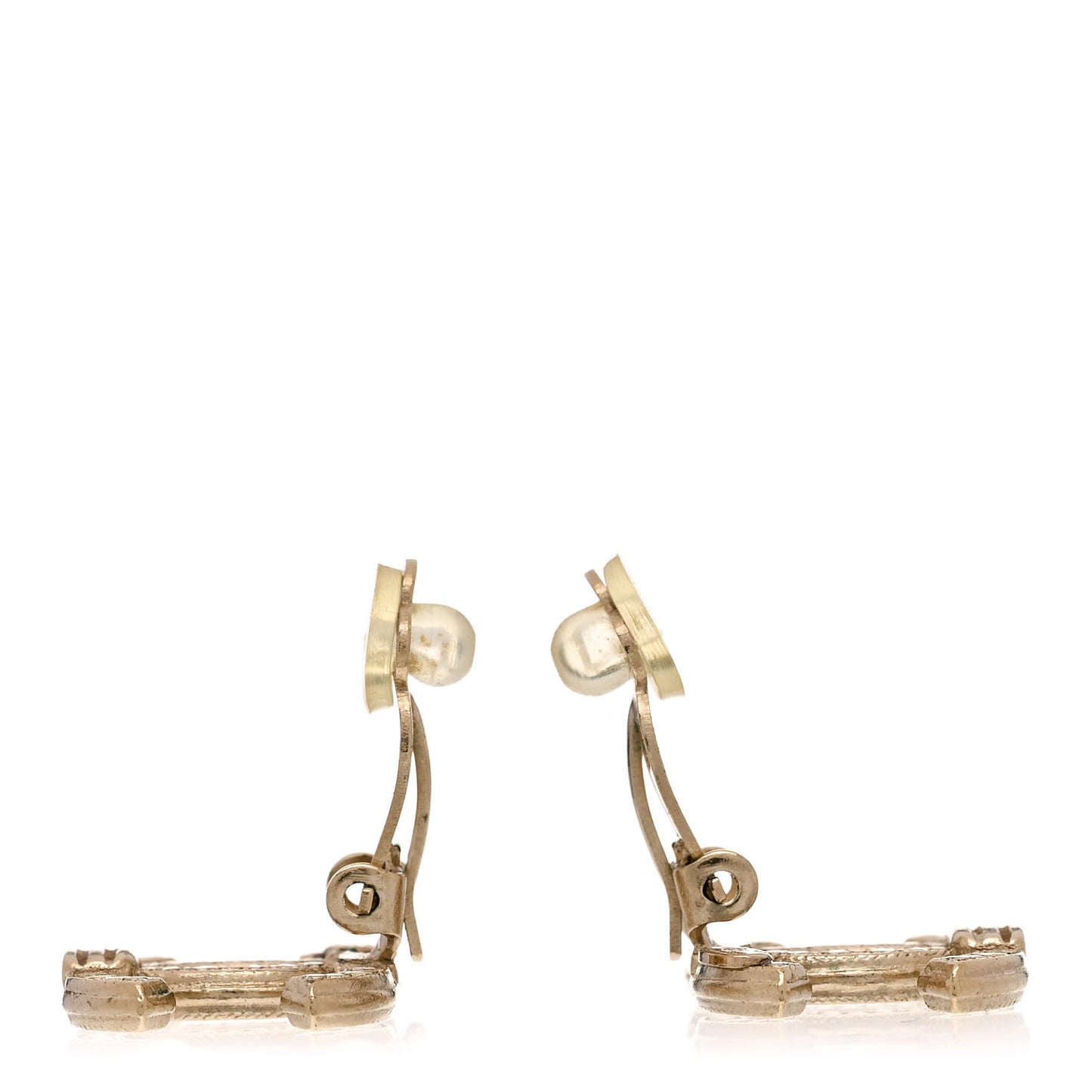 Textured CC Clip On Earrings Gold