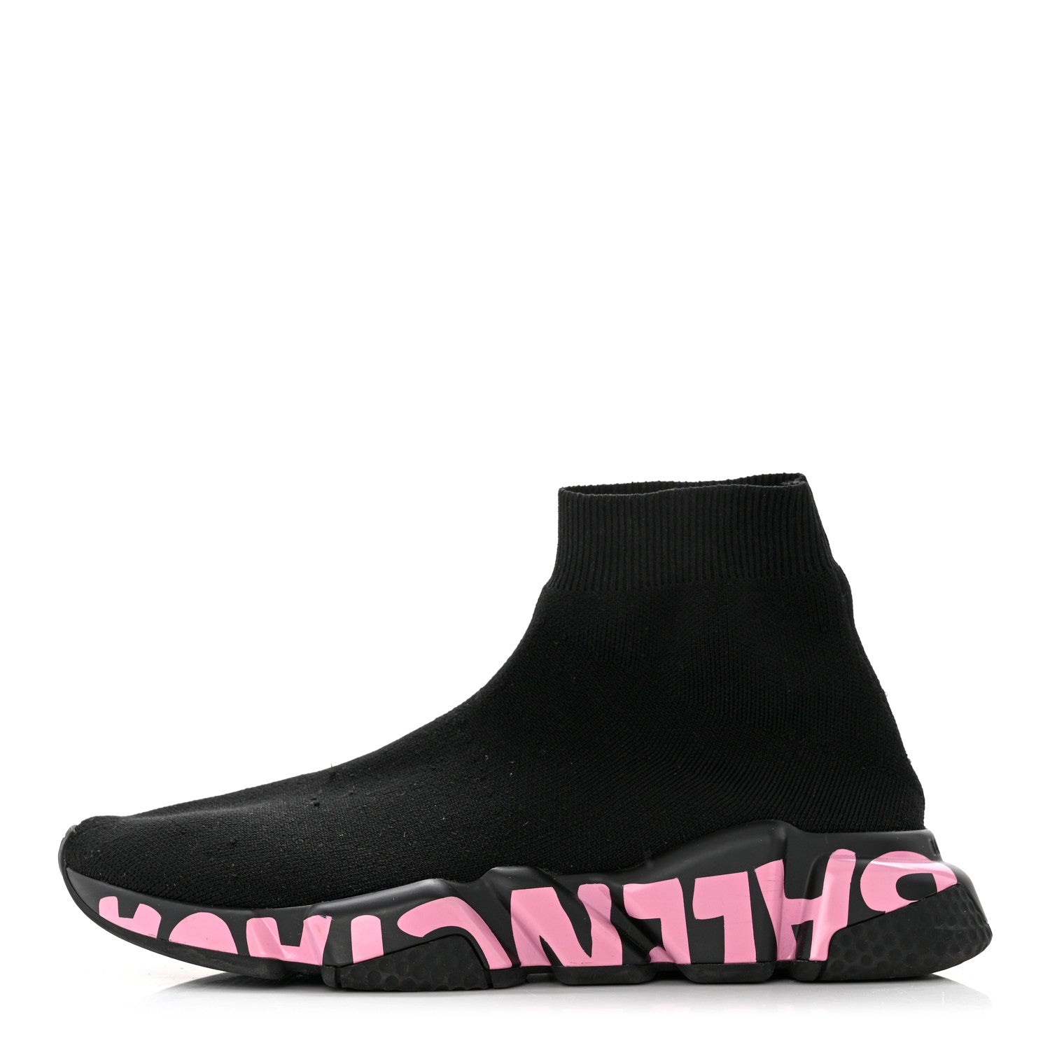Balenciaga Recycled Knit Womens Speed Graffiti Sneakers 39 Black Pink 1 of 9