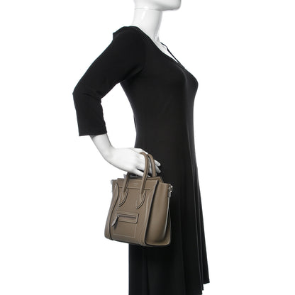 Celine Drummed Calfskin Nano Luggage Souris 3 of 11