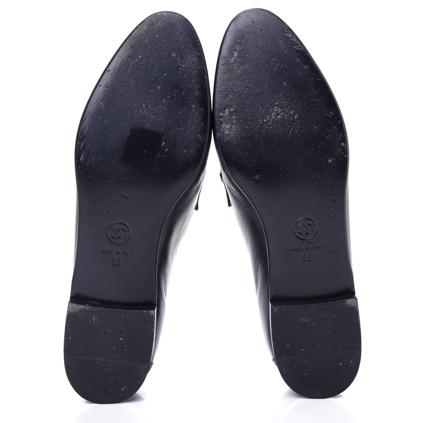 Lambskin CC Chain Loafers 38 Black