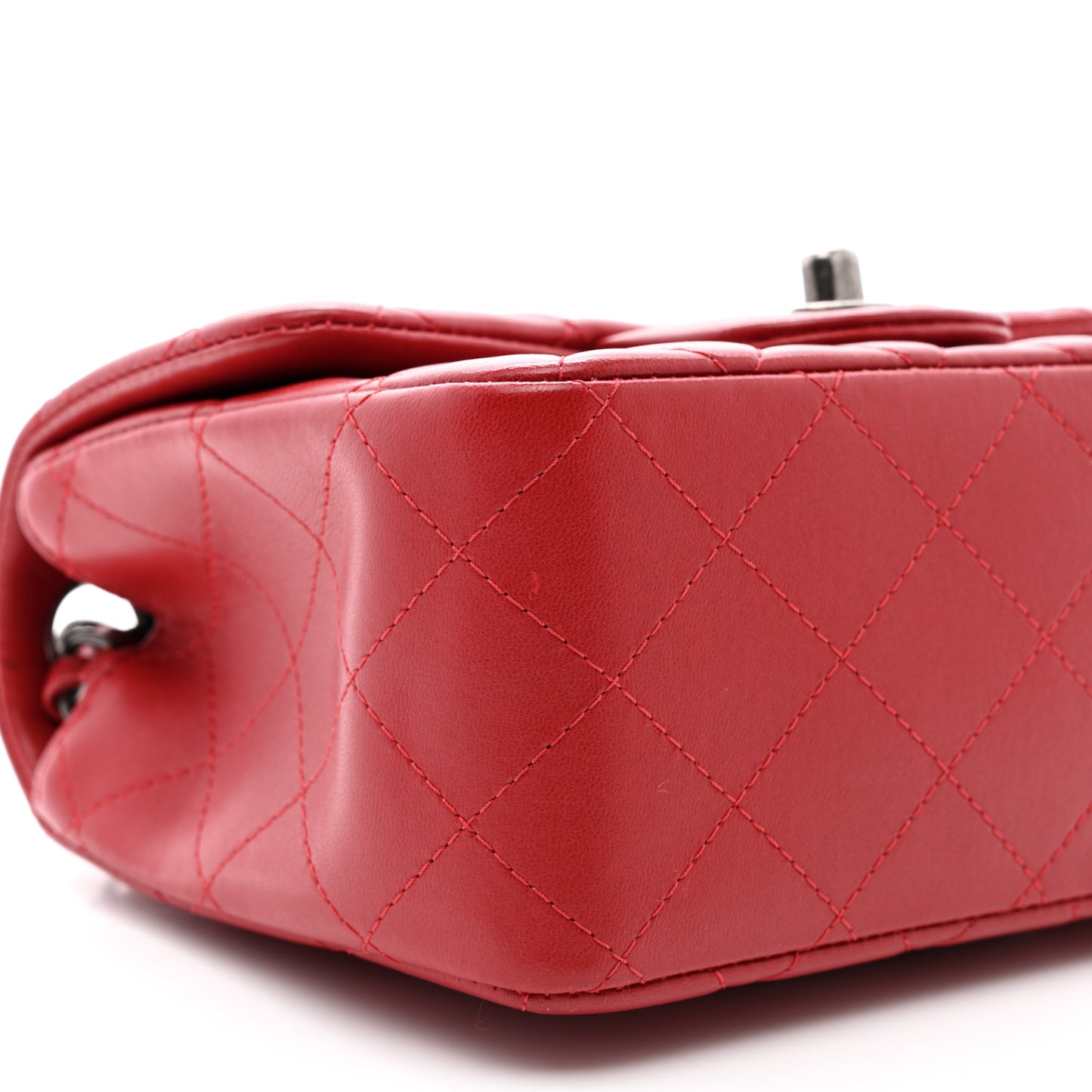 Lambskin Quilted Mini Square Flap Dark Red