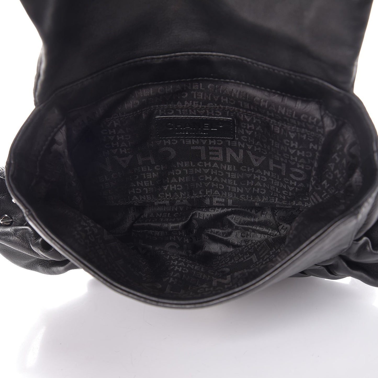 Lambskin Pleated CC Shoulder Bag Black