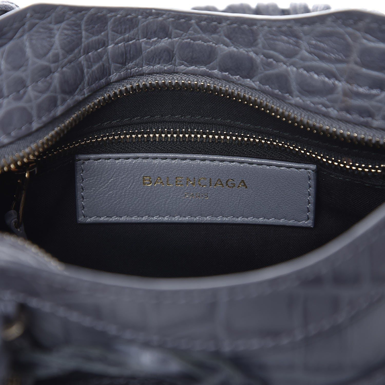 Balenciaga Calfskin Crocodile Embossed Giant 12 Gold Hardware Mini City Gris Beton 6 of 7