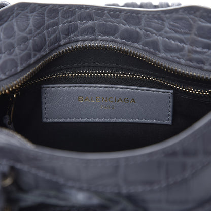 Balenciaga Calfskin Crocodile Embossed Giant 12 Gold Hardware Mini City Gris Beton 6 of 7