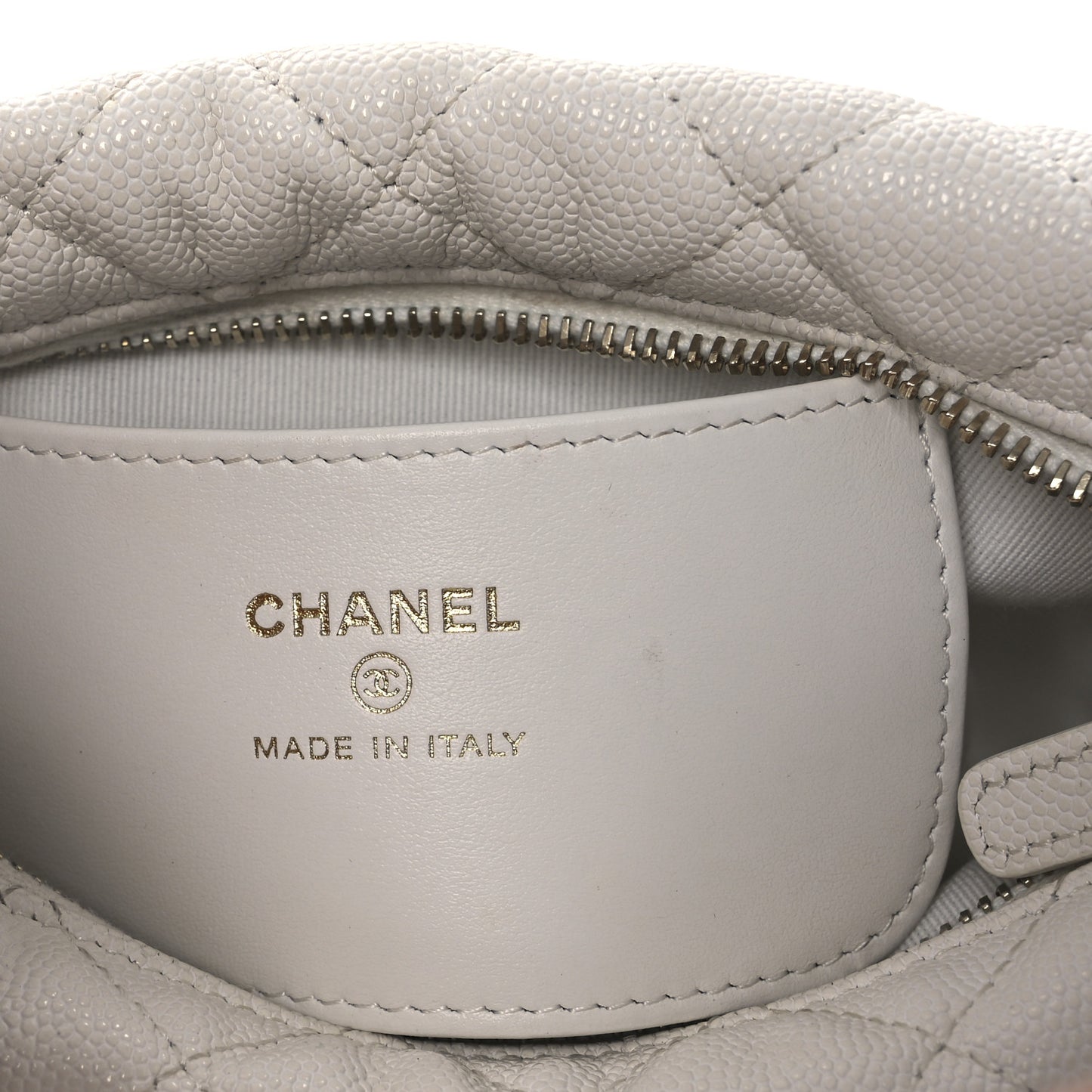 Shiny Caviar Quilted Bow Pouch Hobo White