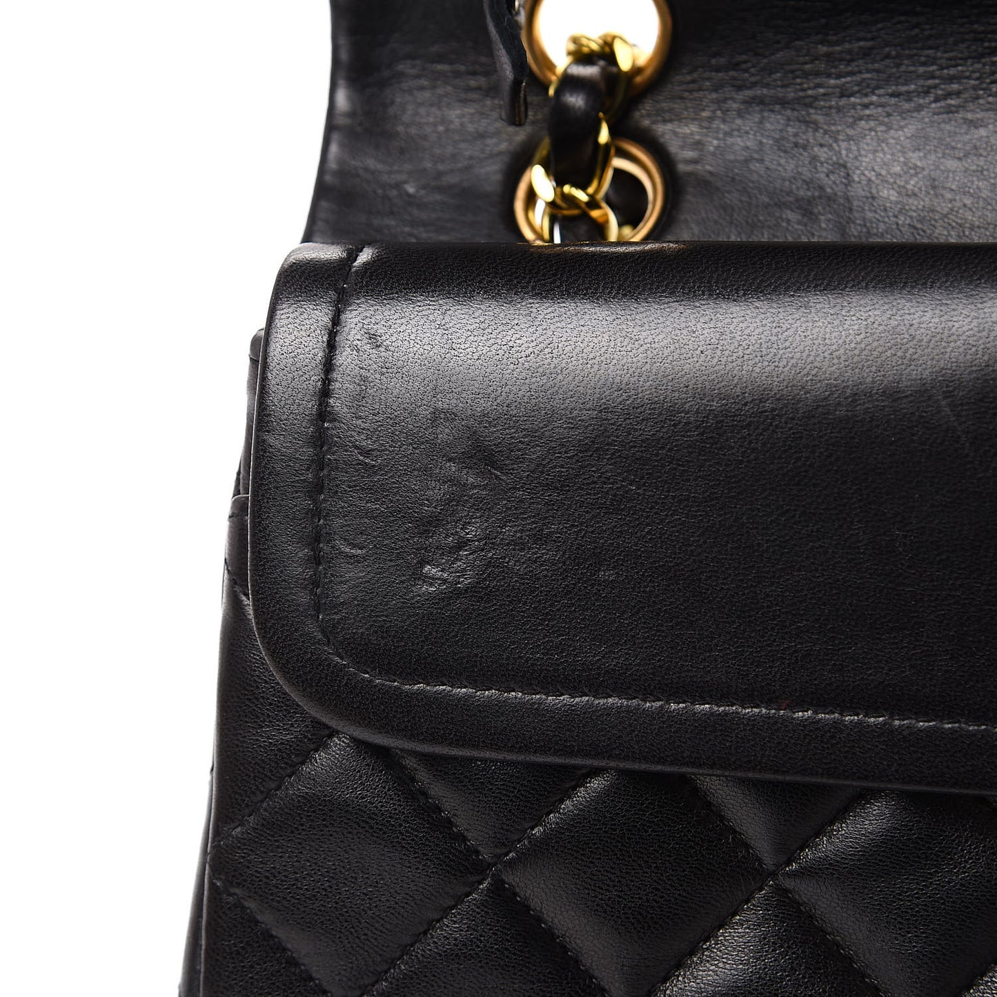 Lambskin Quilted Small Double Flap Black