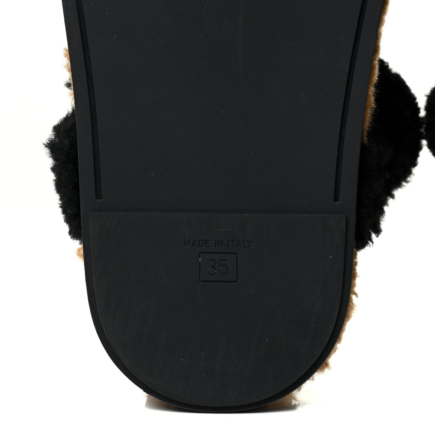 Shearling FF Fendi Feel Sandals 35 Tobacco Black