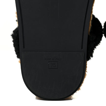 Fendi Shearling FF Fendi Feel Sandals 35 Tobacco Black 9 of 13
