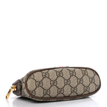 Gucci GG Supreme Monogram Textured Calfskin Web Medium Ophidia Cosmetic Case Beige Ebony New Acero 4 of 7