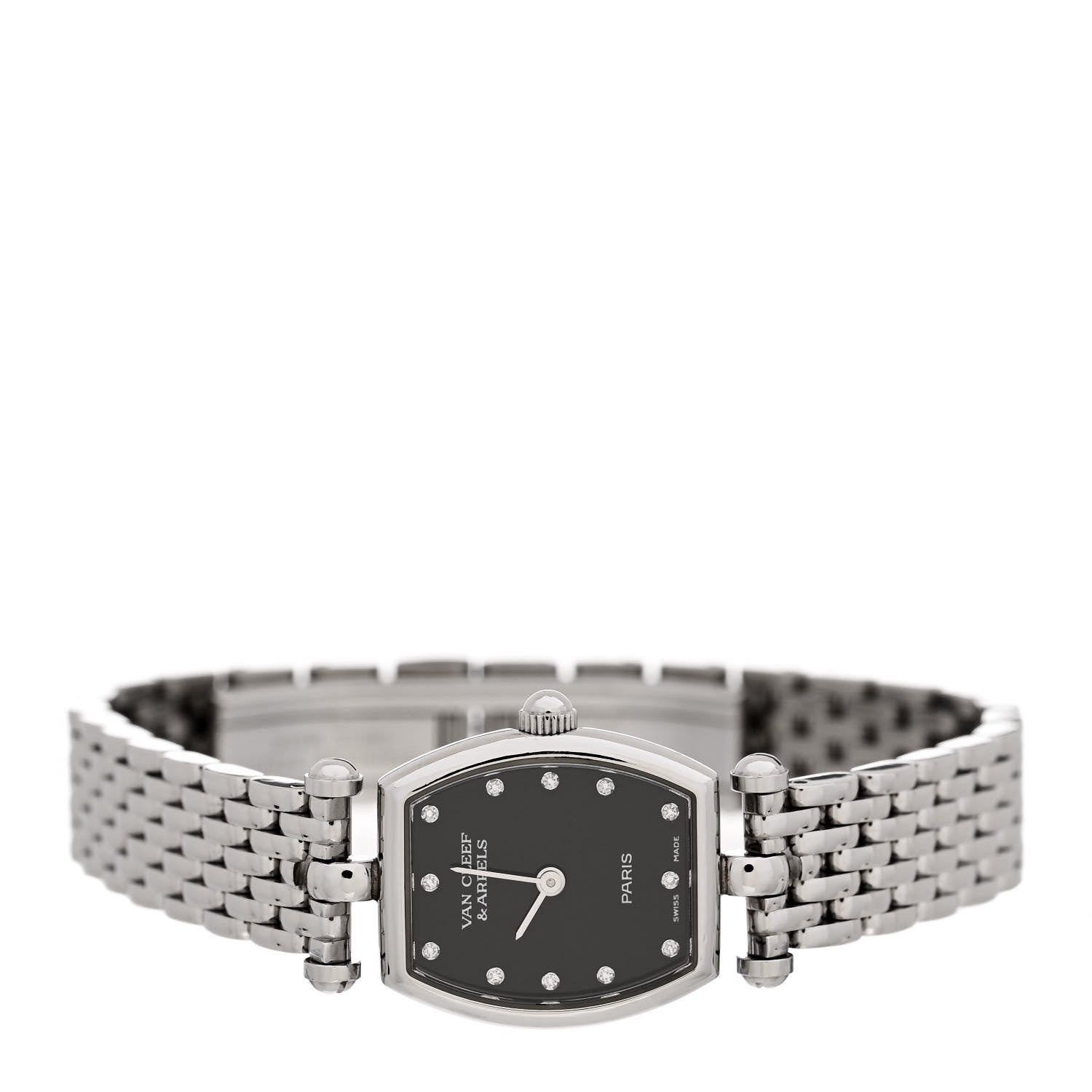 Van Cleef & Arpels Stainless Steel Diamond 18mm Classic Watch Black 2 of 5