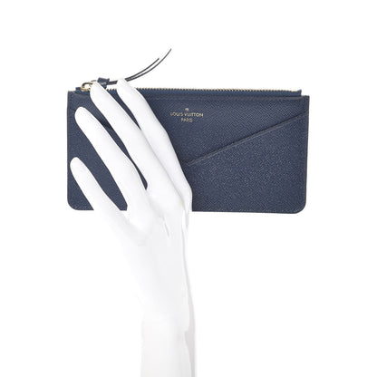 Louis Vuitton Calfskin Jeanne Wallet Zippered Insert Dark Blue 2 of 6