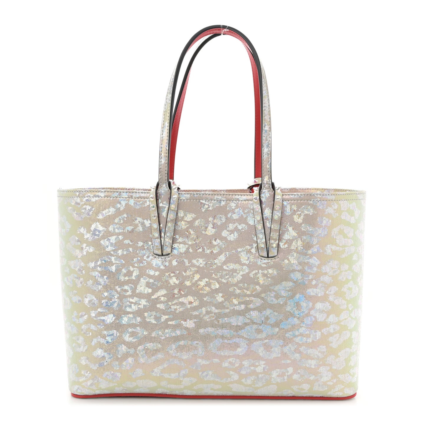 Metallic Calfskin Small Leopard Cabata Tote Silver Multicolor