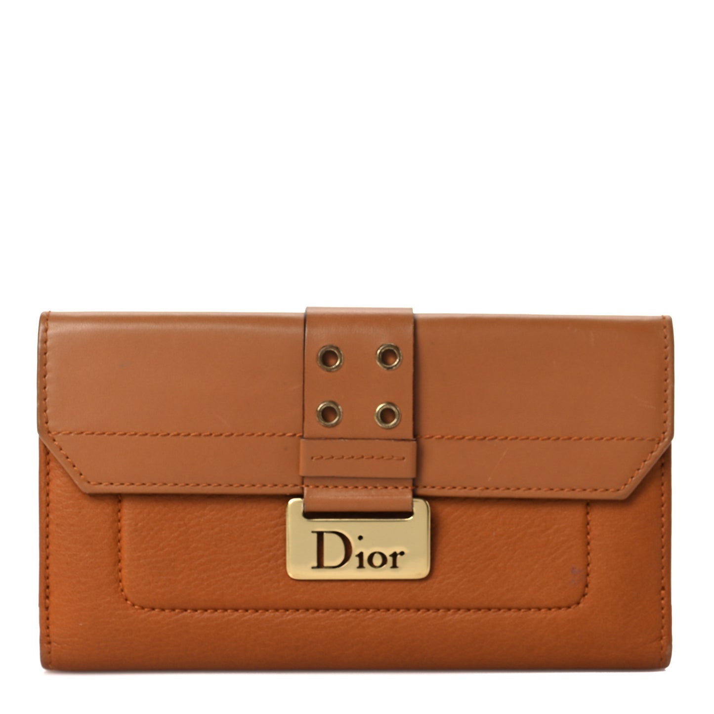 Calfskin Street Chic Flap Continental Wallet Brown