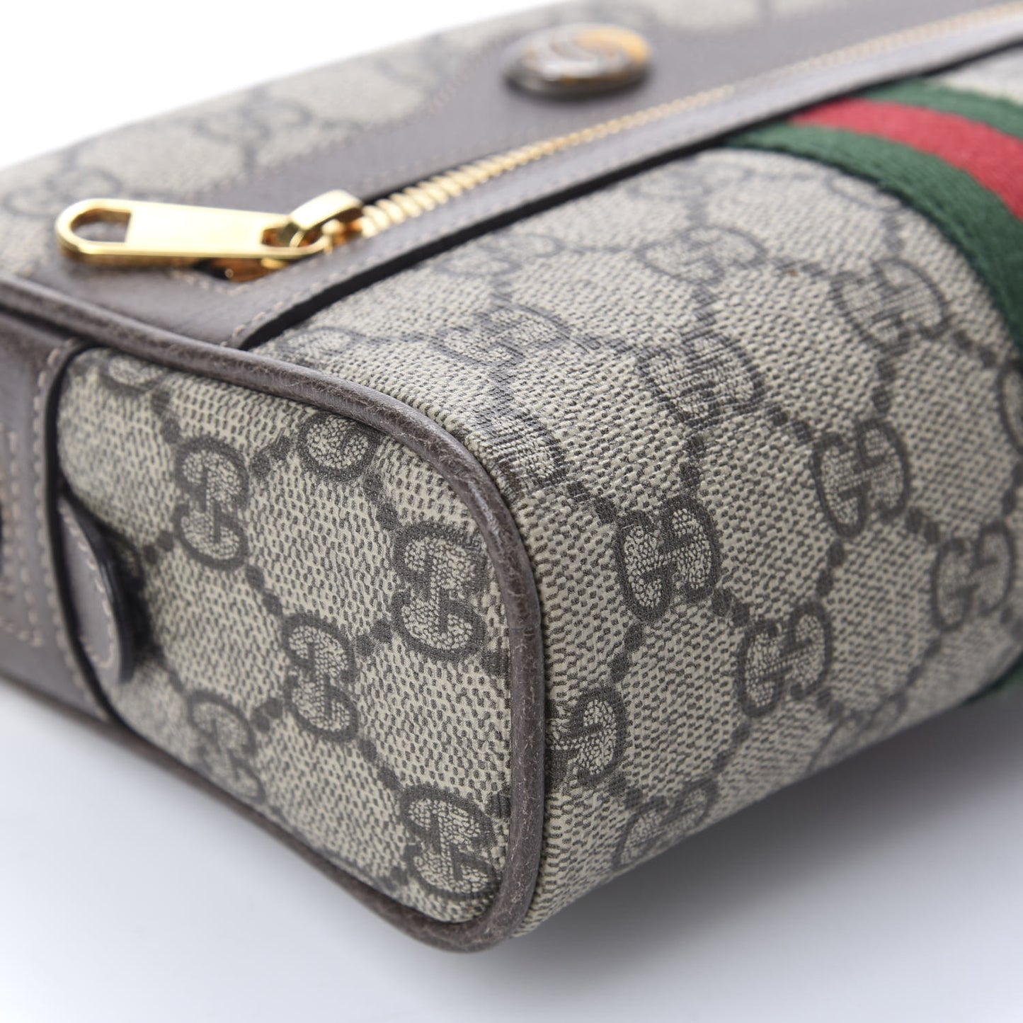 GG Supreme Monogram Web Small Ophidia Belt Bag 85 34 Dark Brown