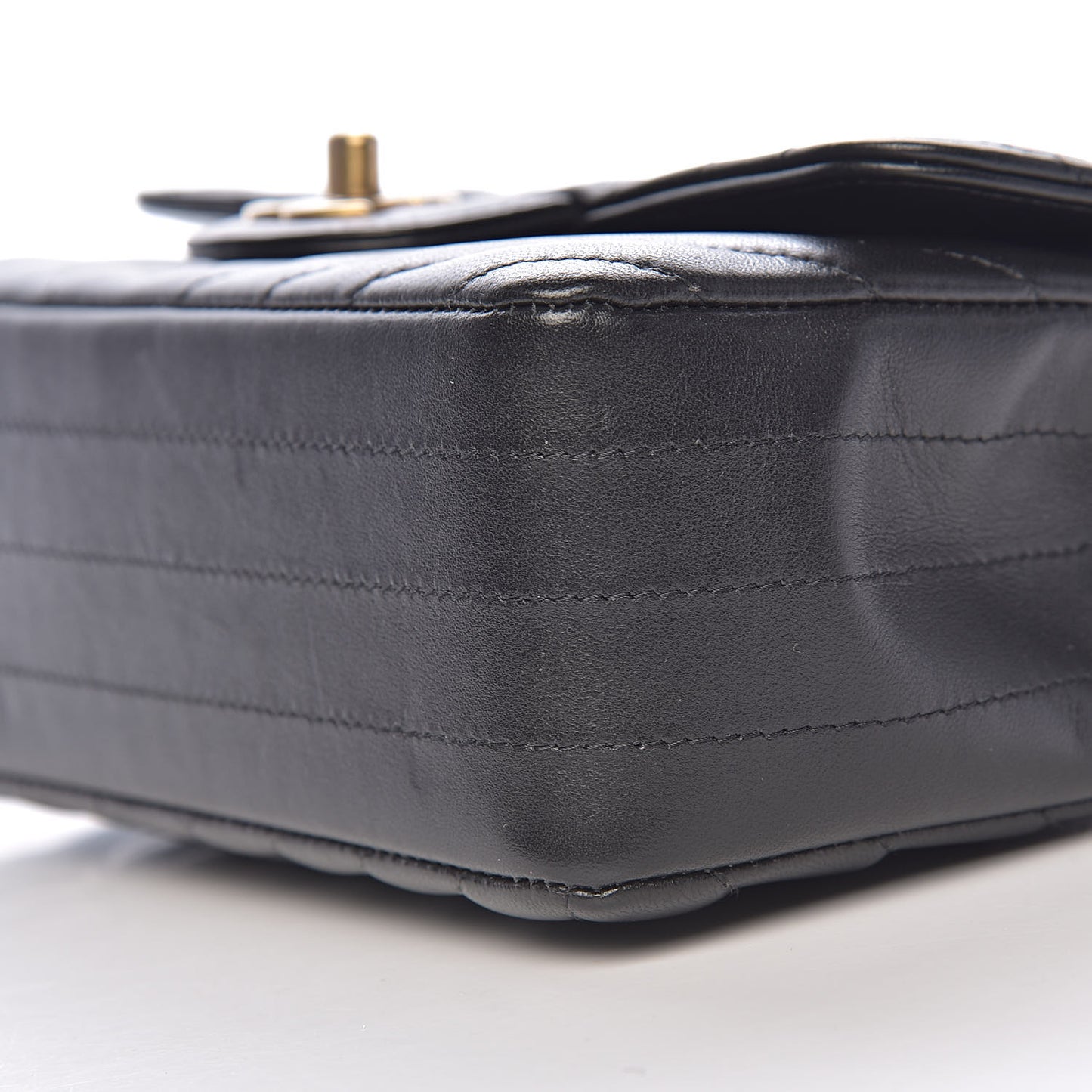 Lambskin Chevron Quilted Mini Rectangular Flap Black