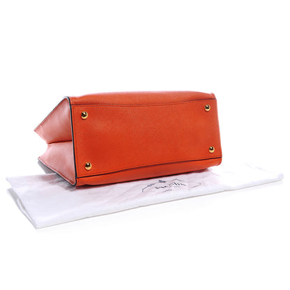 Prada Saffiano Small Soft Tote Papaya 3 of 9
