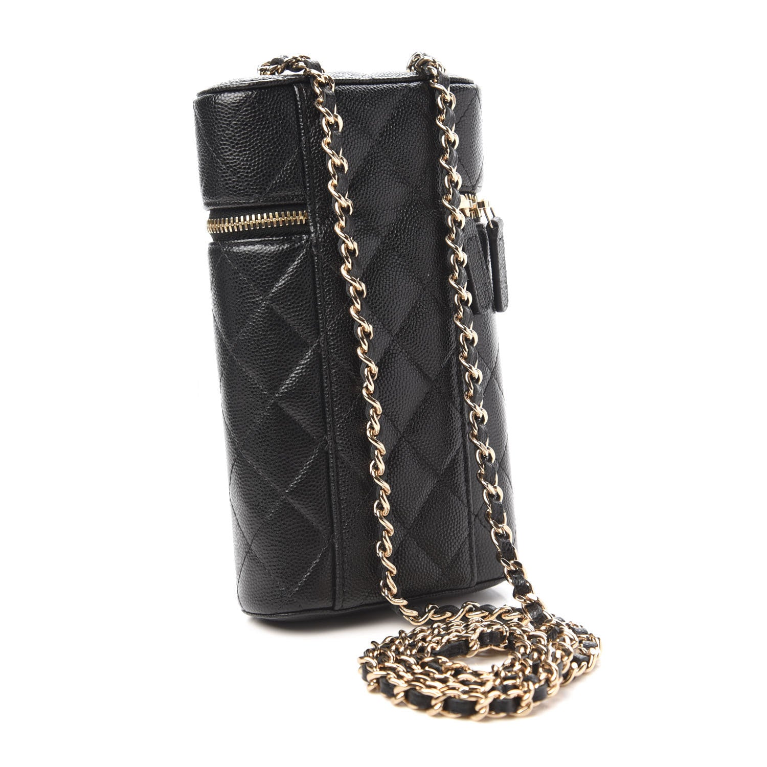 Chanel Caviar Quilted Phone Holder With Chain Black 3 of 12