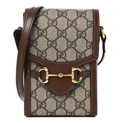 Gucci GG Supreme Monogram Mini Horsebit 1955 Crossbody Bag Beige Brown Sugar 2 of 11