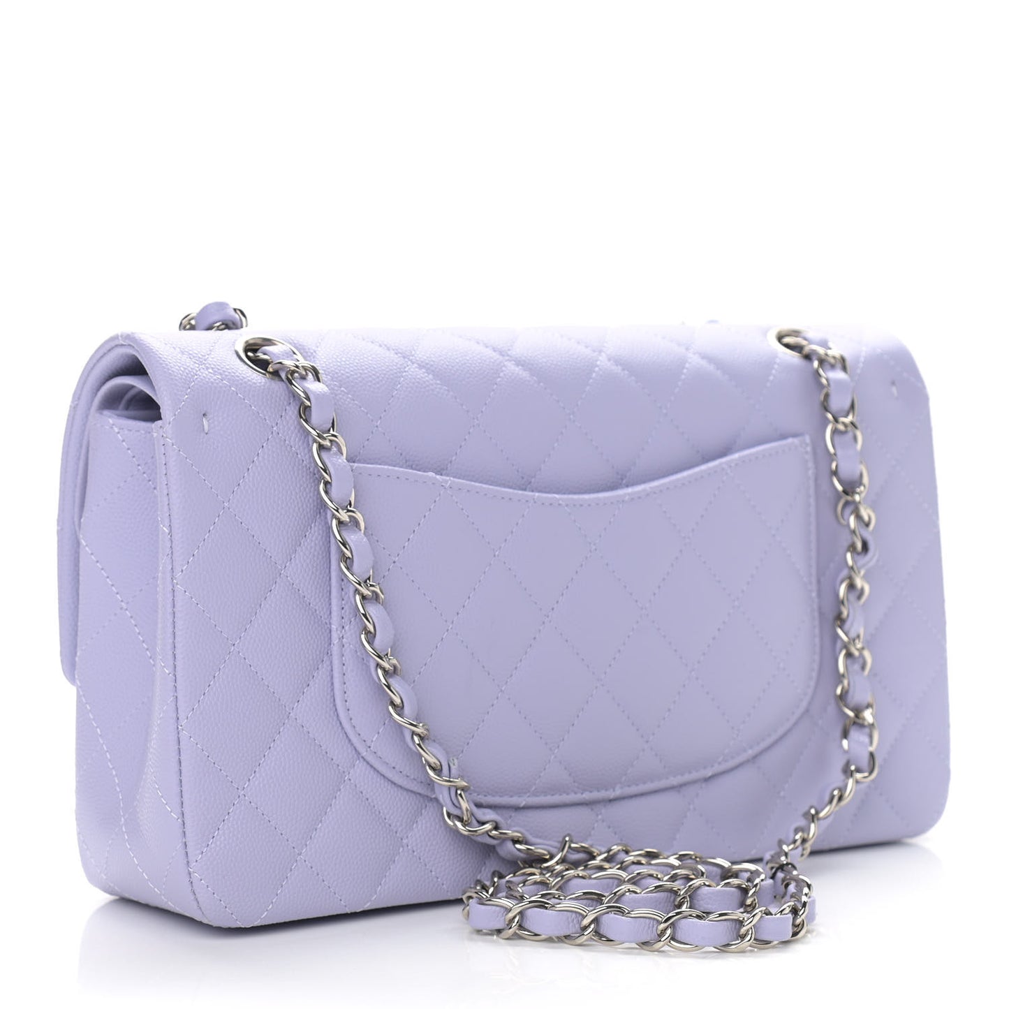 Caviar Quilted Medium Double Flap Light Purple