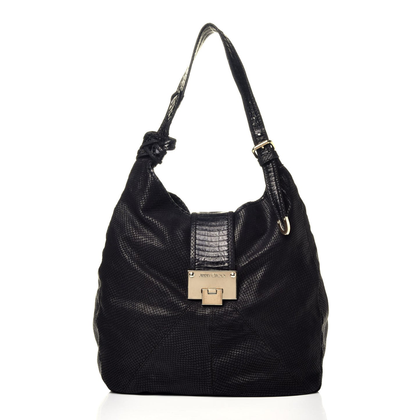 Snakeskin Embossed Calfskin Rahmyn Black