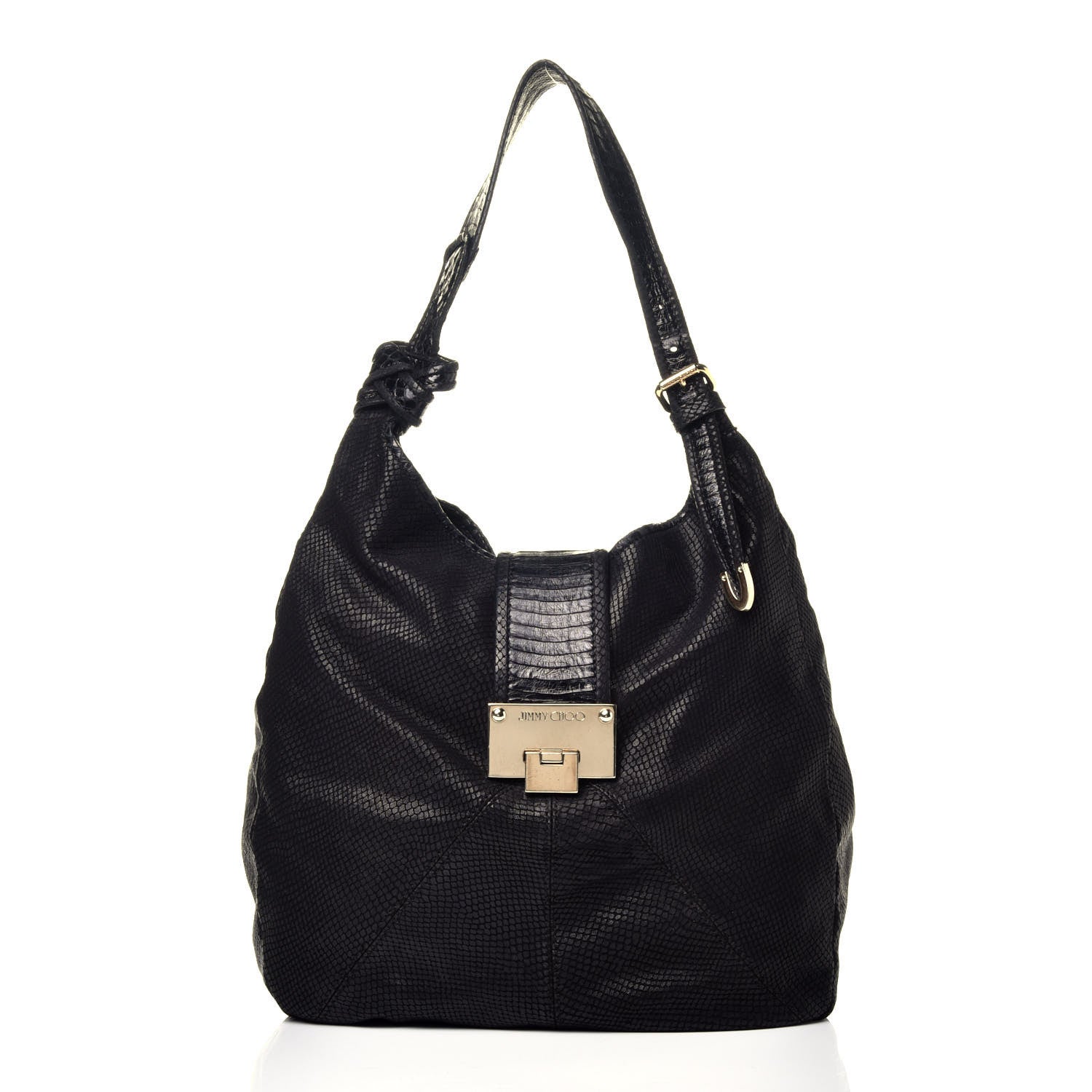 Jimmy Choo Snakeskin Embossed Calfskin Rahmyn Black 1 of 8
