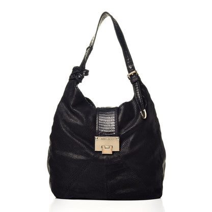 Jimmy Choo Snakeskin Embossed Calfskin Rahmyn Black 1 of 8