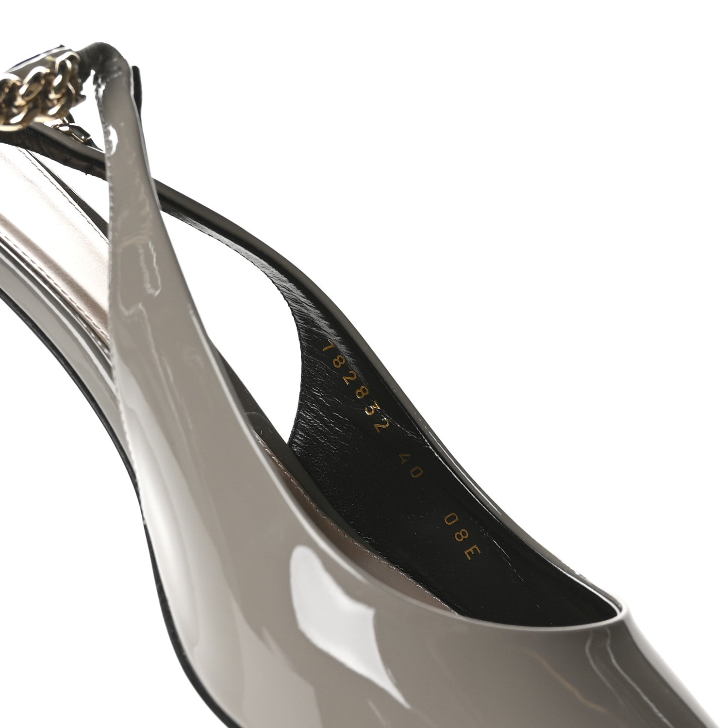 Gucci Patent Signoria 35mm Slingback Pumps 40 New Fango 8 of 9