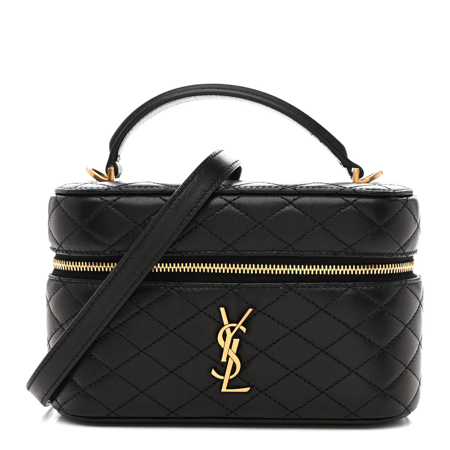 Saint Laurent Lambskin Quilted Mini Gaby Vanity Case Black 1 of 10