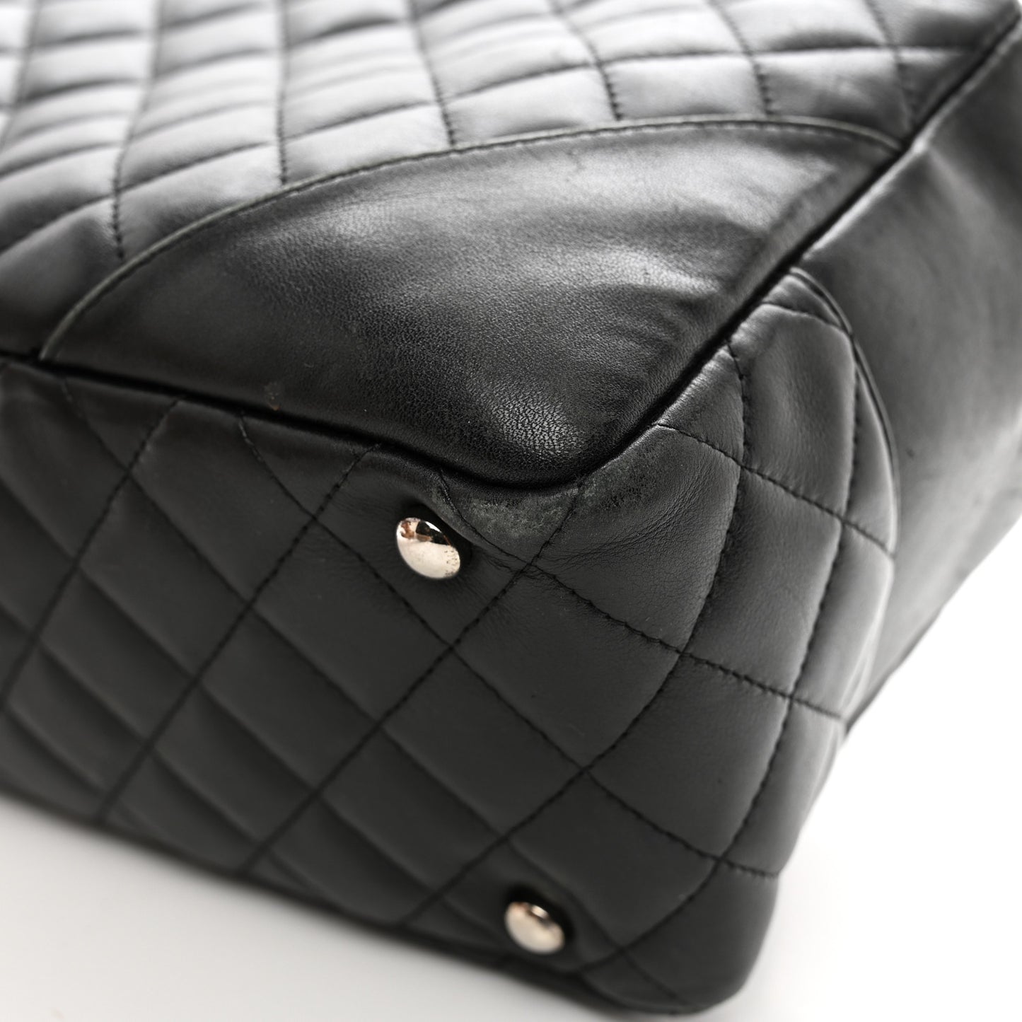 Calfskin Quilted Large Cambon Bowler Black