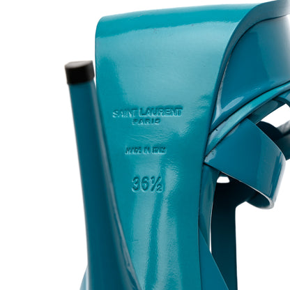 Saint Laurent Patent Tribute 105 Platform Sandals 36.5 Turquoise 8 of 13