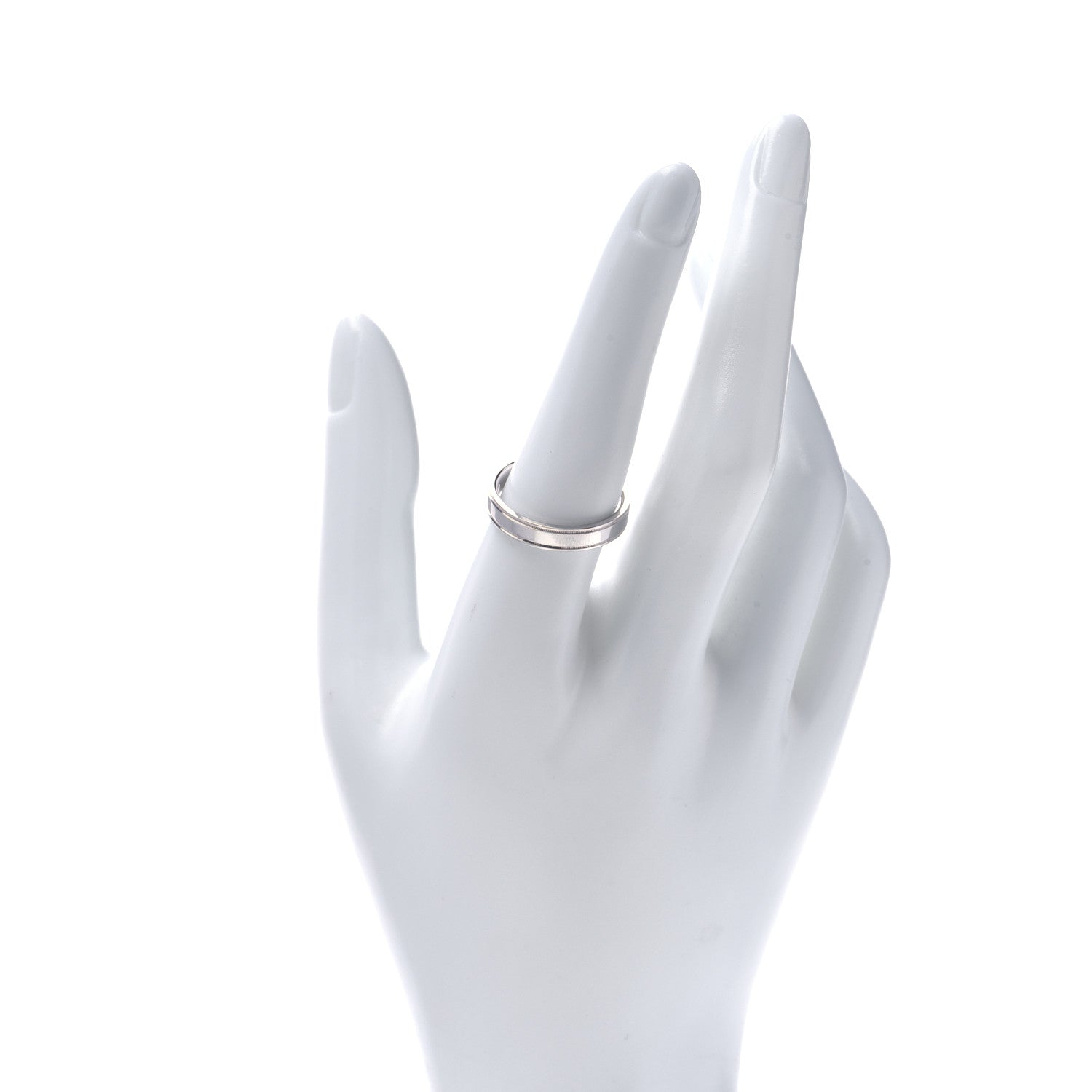 Tiffany Platinum 4mm Essential Double Milgrain Band Ring 57 8 2 of 5