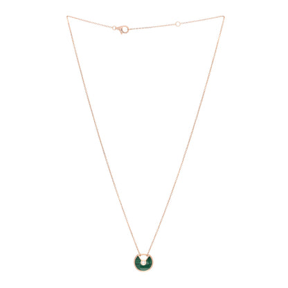 Cartier 18K Pink Gold Diamond Malachite XS Amulette de Cartier Pendant Necklace 2 of 4