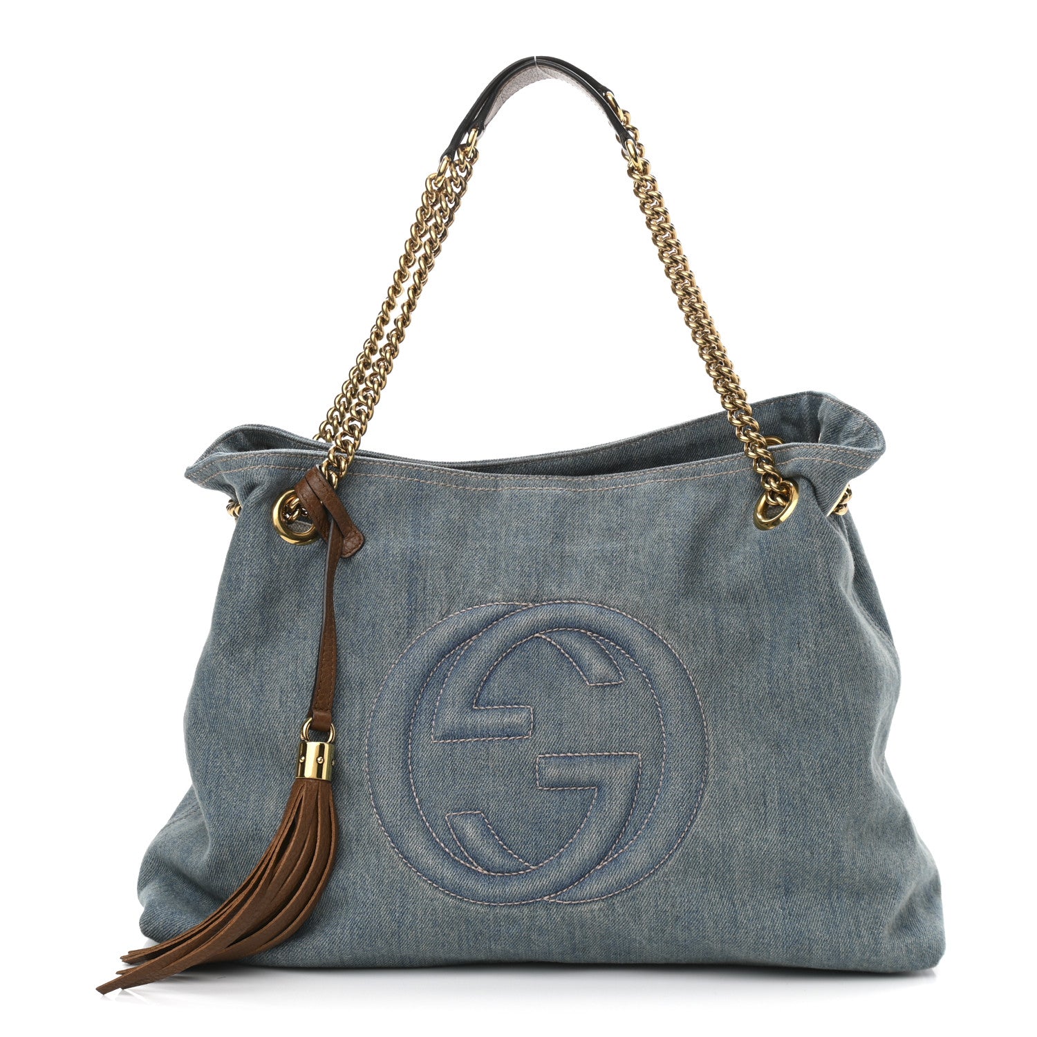 Gucci Denim Medium Soho Chain Shoulder Bag Blue 1 of 12