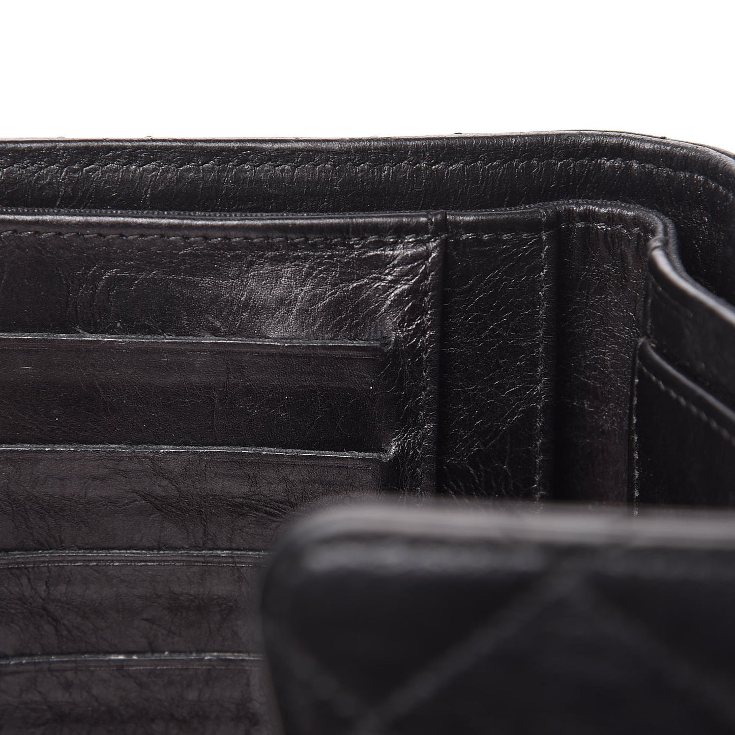 Metallic Aged Calfskin Quilted Reissue Long Flap Wallet So Black